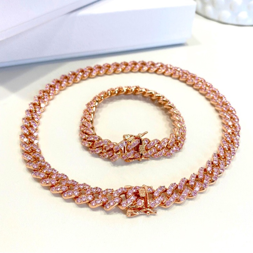 Rose Gold Cuban & Bracelet Combo